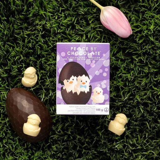 Hollow Dark Chocolate Egg with Chicks - Peace by Chocolate 