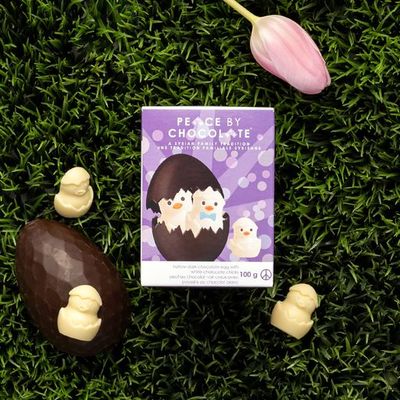 Hollow Dark Chocolate Egg with Chicks - Peace by Chocolate 