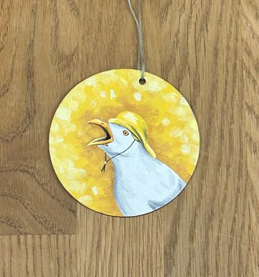 Yellow Gull Round Ornament - Care Garrison 