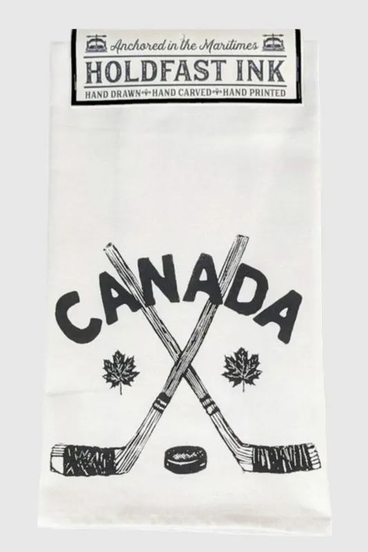 Canada Hockey Sticks Tea Towel