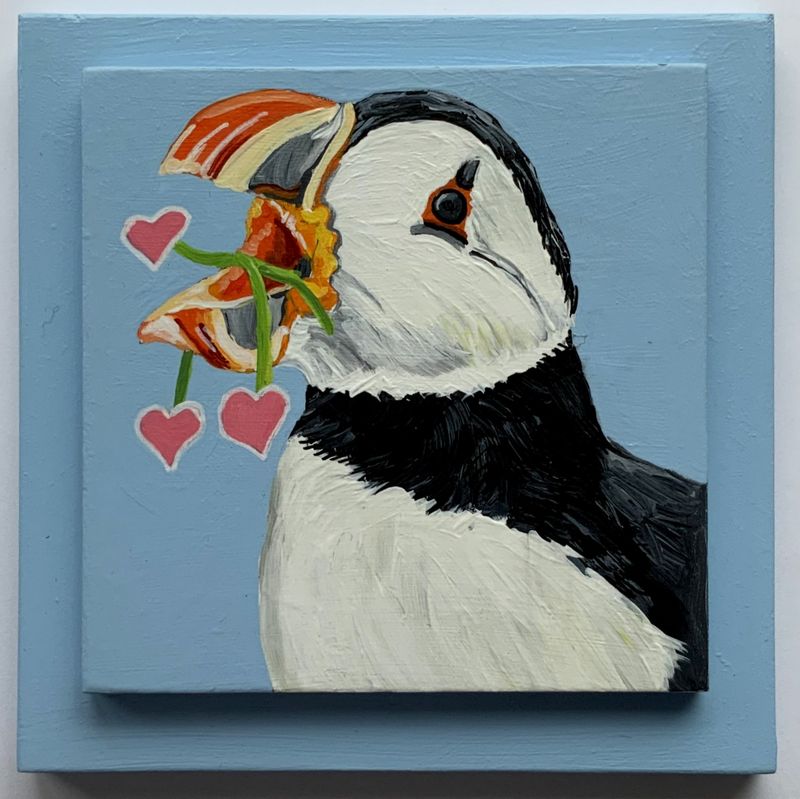 Palmer the Puffin on Light Blue