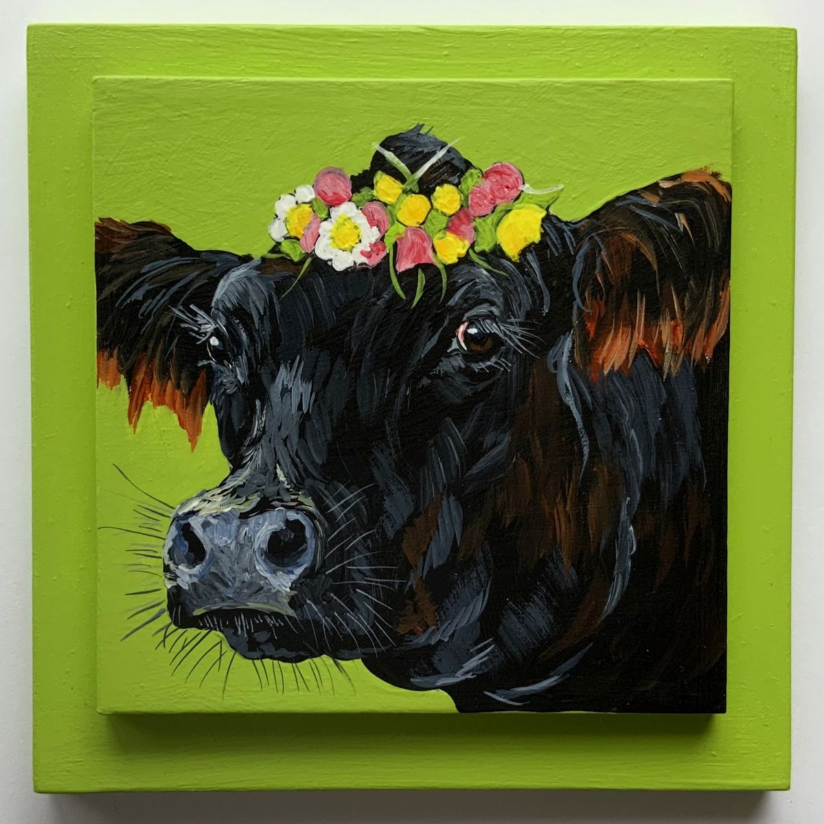Anna the Cow on Light Green 