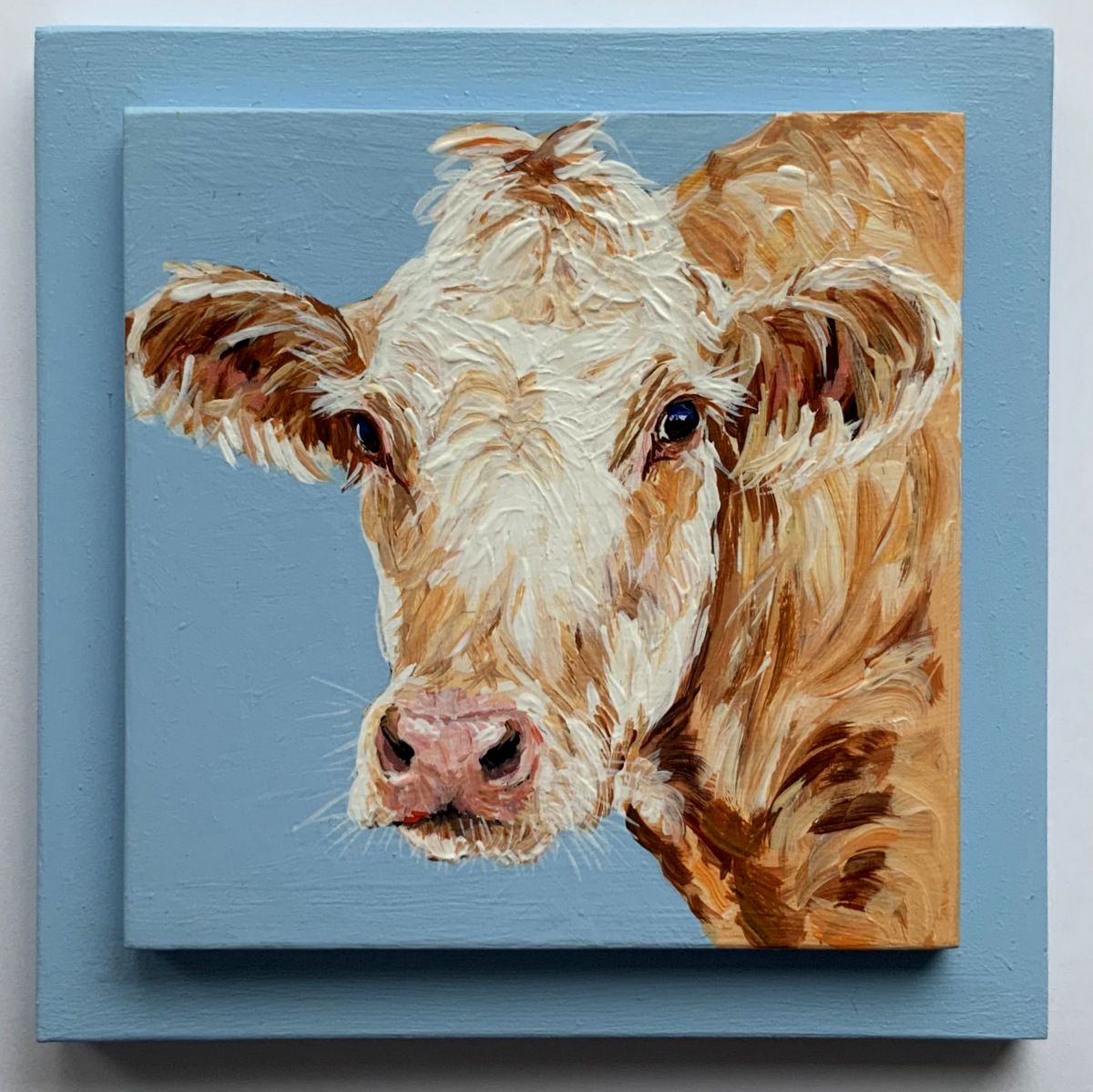 Helena the Cow on Light Blue
