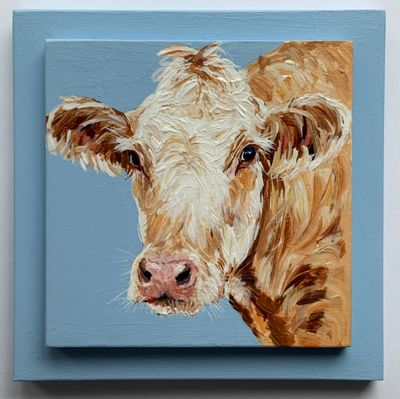 Helena the Cow on Light Blue