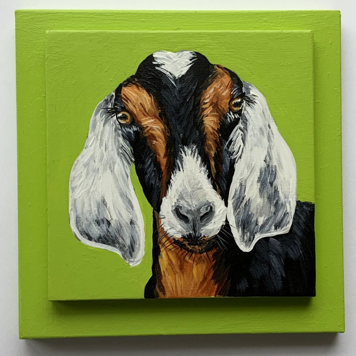Olga the Goat on Light Green 
