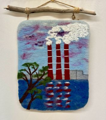Large Felted Smokestacks with Driftwood