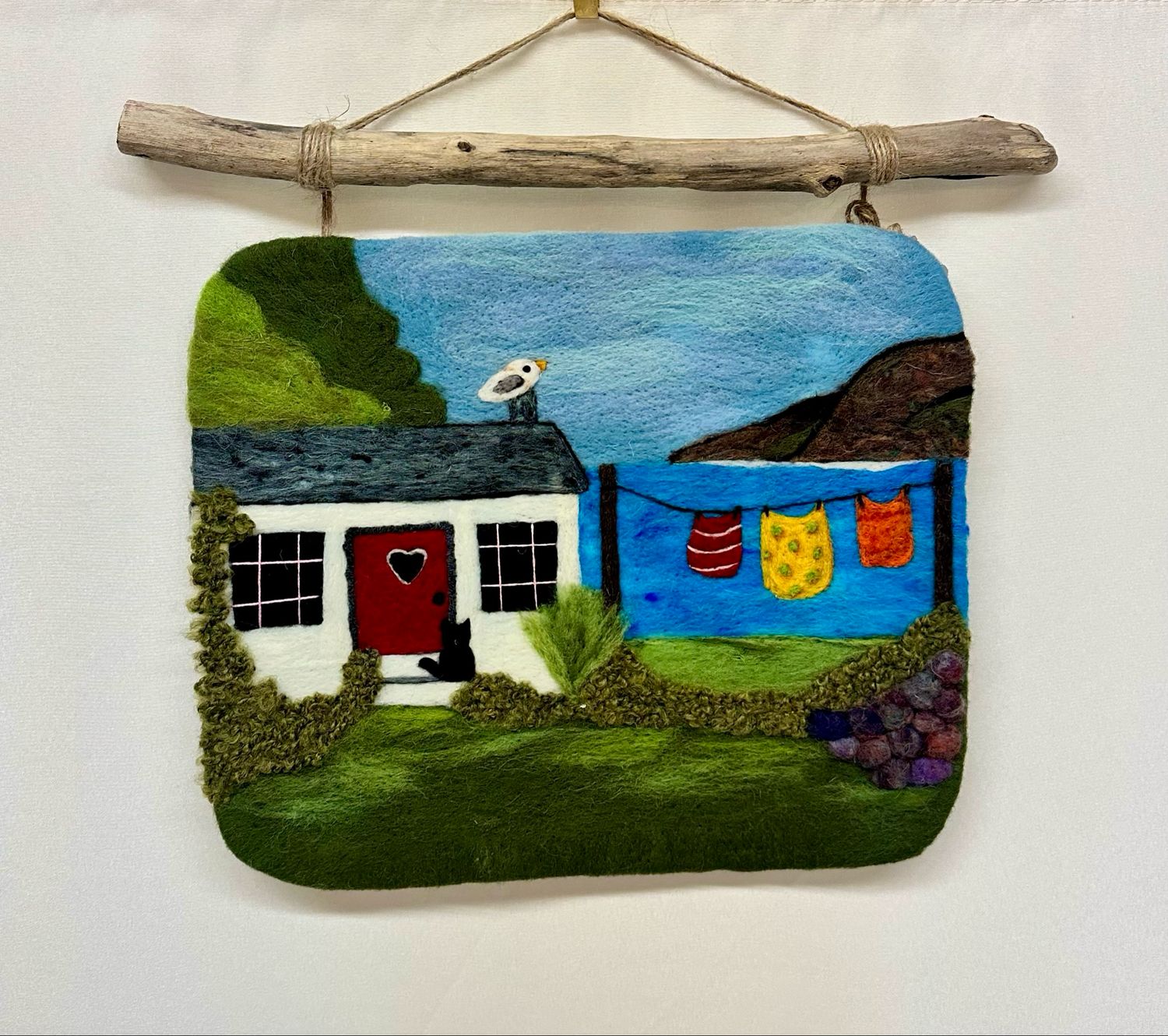 Large Felted Coastal Landscape with Driftwood