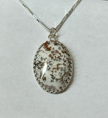 Oval Medium Porcelain Jasper Pendant &amp; Chain - Fundy Treasures