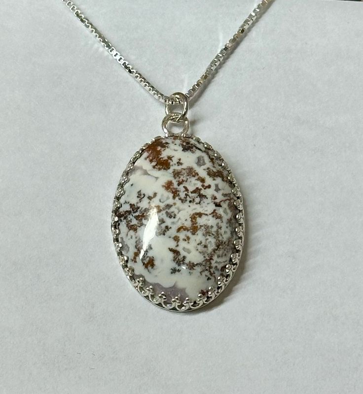 Oval Medium Porcelain Jasper Pendant &amp; Chain - Fundy Treasures