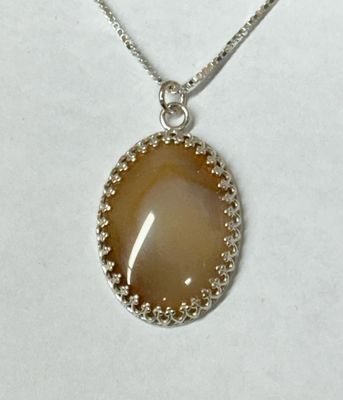 Oval Medium Banded Agate Pendant &amp; Chain - Fundy Treasures
