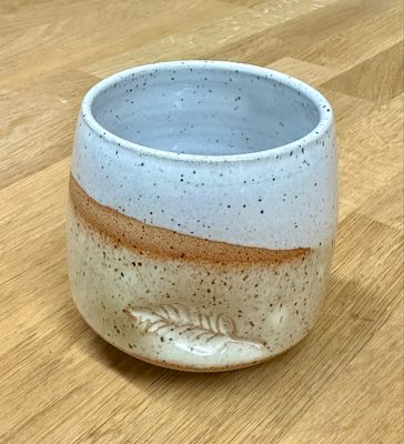 White and Brown Leaf Tumbler (small)- Andrea Puszkar
