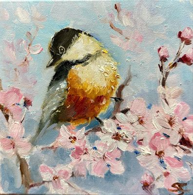 Apple Blossom Time - Chickadee