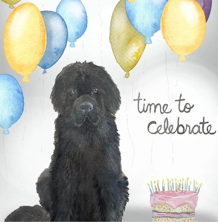 Time to Celebrate Dog &amp; Balloon Card - Sarah Duggan