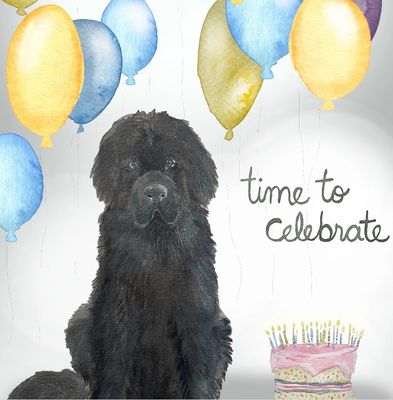 Time to Celebrate Dog &amp; Balloon Card - Sarah Duggan
