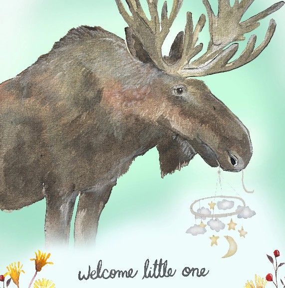 Welcome Little One Moose Card - Sarah Duggan