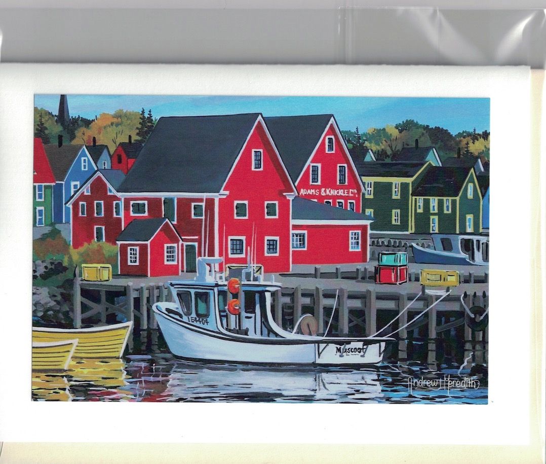 Lunenburg Waterfront White Fishing Boat Card -Andrew Meredith