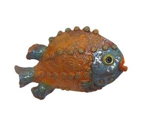 Large Atlantic Lump Fish - Orange/Blue - Mary Jane Lundy