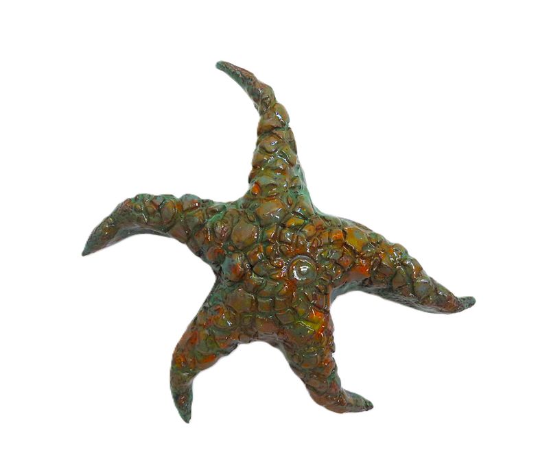Starfish 8 x 8 Green w Orange spots - Mary Jane Lundy