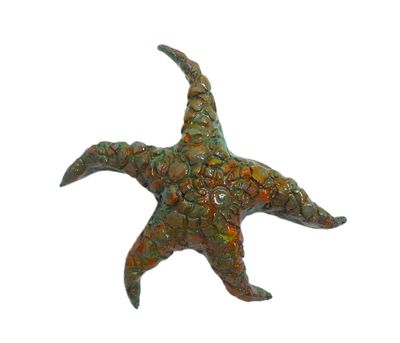 Starfish 8 x 8 Green w Orange spots - Mary Jane Lundy