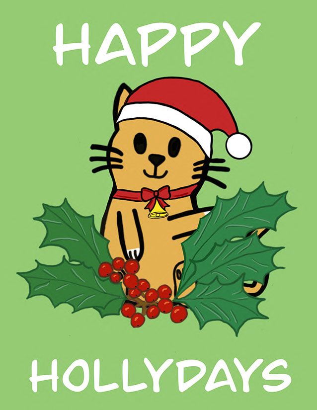 Happy Hollydays Card - Halicat Happy Hollydays Card - Halicat