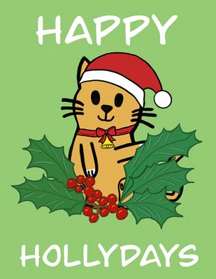 Happy Hollydays Card - Halicat