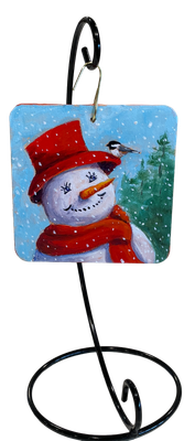 Snowman Mini Square Ornament with Stand #1