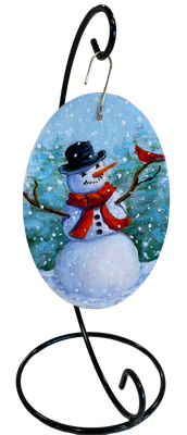 Snowman Mini Oval Ornament with Stand #1 Snowman Mini Oval Ornament with Stand #1