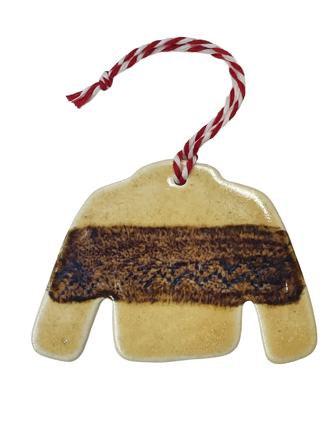 Ugly Sweater with Brown Stripe Porcelain Ornament - MITM Ugly Sweater with Brown Stripe Porcelain Ornament - MITM