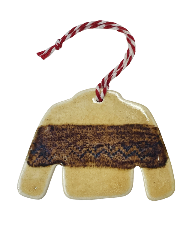 Ugly Sweater with Brown Stripe Porcelain Ornament - MITM Ugly Sweater with Brown Stripe Porcelain Ornament - MITM