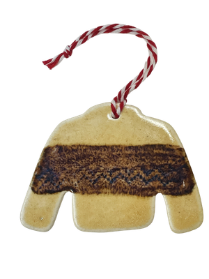Ugly Sweater with Brown Stripe Porcelain Ornament - MITM 