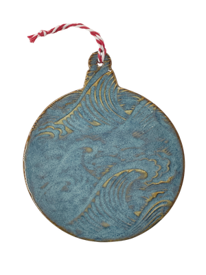 Large Bauble with Wave Porcelain Ornament - MITM 