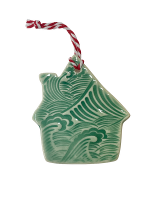 Green House with Waves Porcelain Ornament - MITM Green House with Waves Porcelain Ornament - MITM