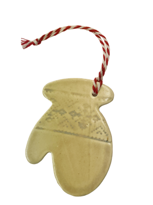 Cream Mitten Porcelain Ornament - MITM 