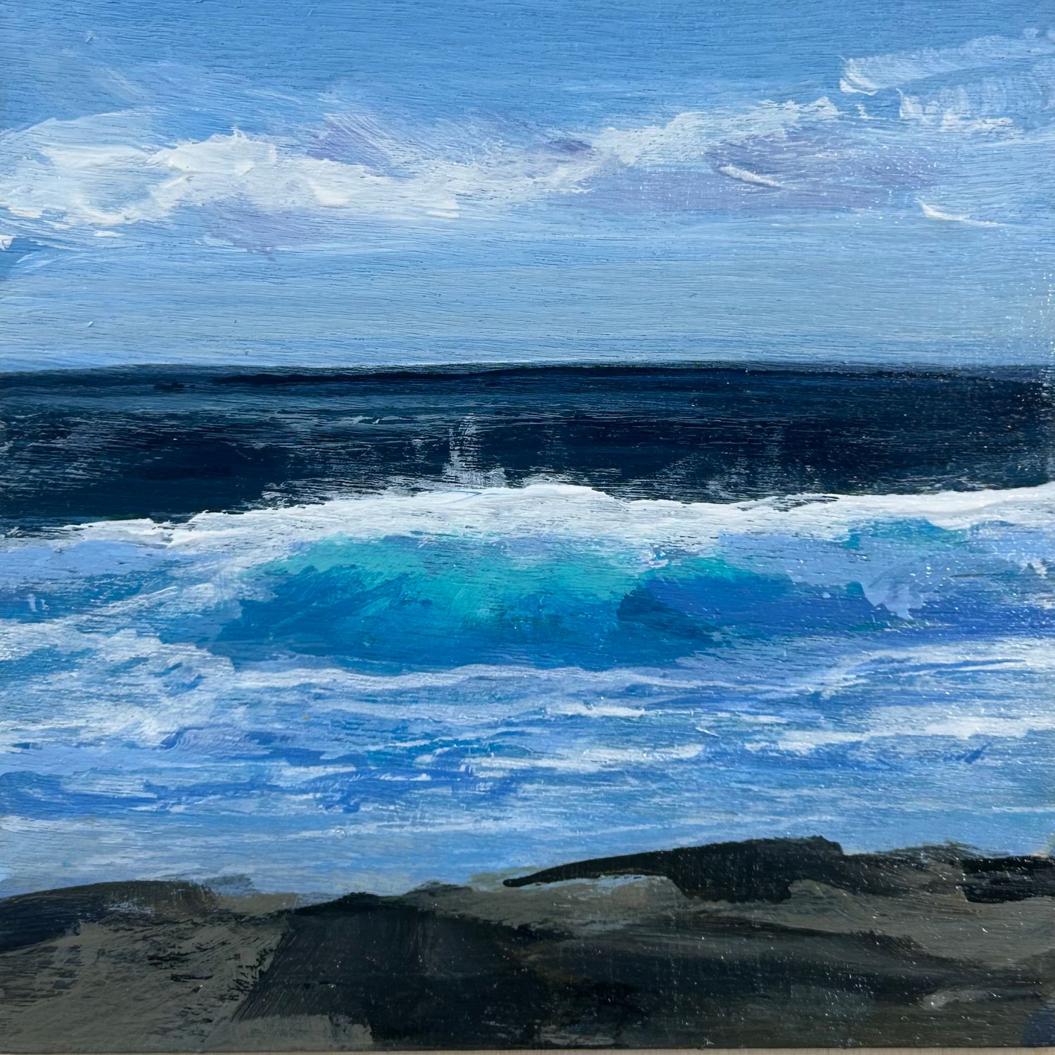 Wave Watching  at Peggy&#39;s Cove Mini Painting - Kimberley Eddy