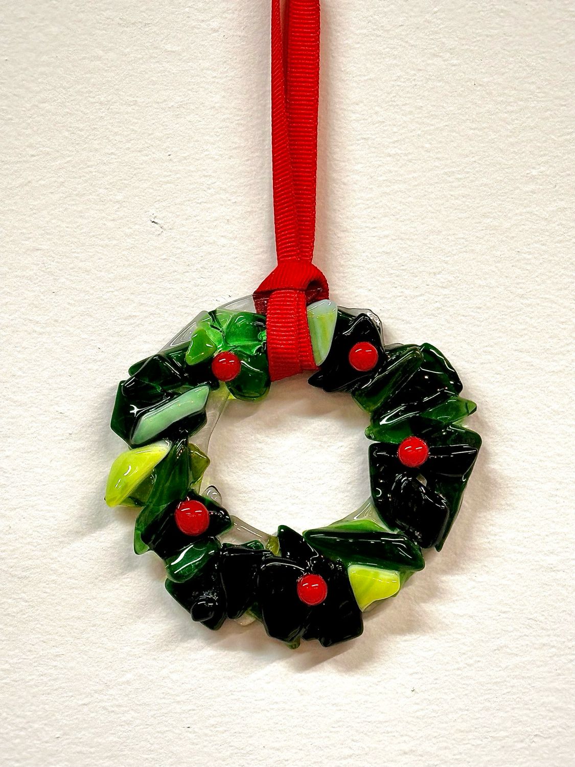 Dark Green Fused Glass Wreath - Moxy Dark Green Fused Glass Wreath - Moxy