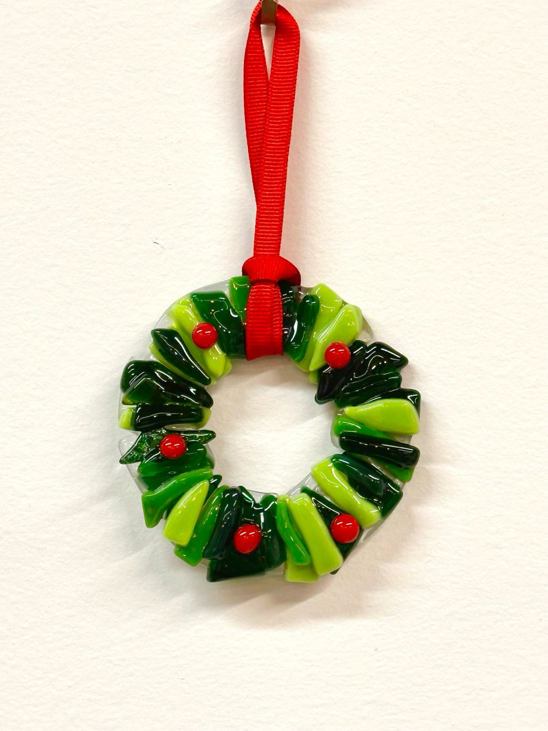Green - (Lighter) Fused Glass Wreath -  Moxy 