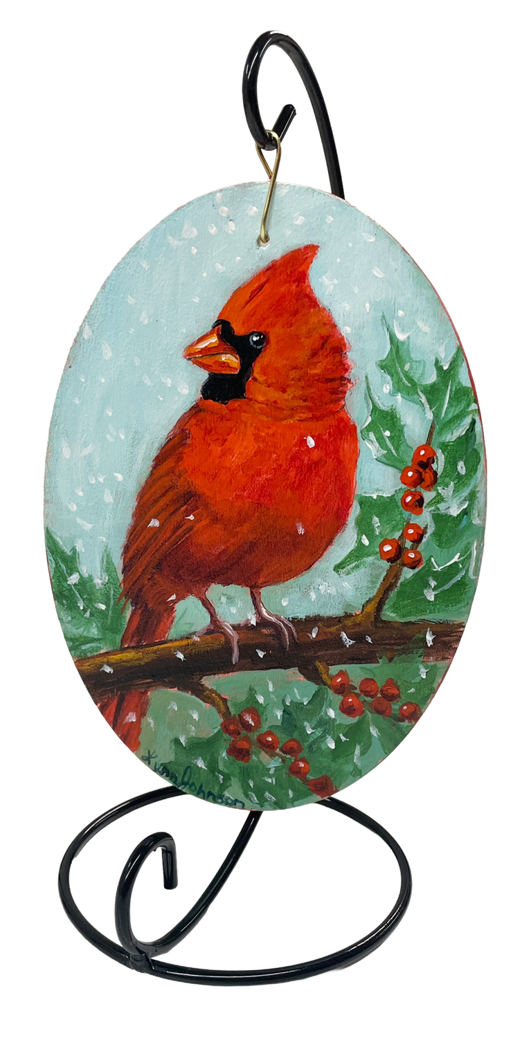 Cardinal Large Oval w Stand - Lynn Johnson Cardinal Large Oval w Stand - Lynn Johnson