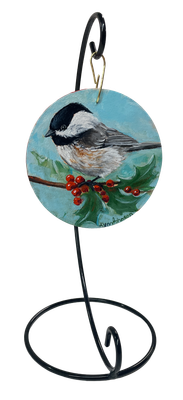 Chickadee Round w Stand - Lynn Johnson Chickadee Round w Stand - Lynn Johnson