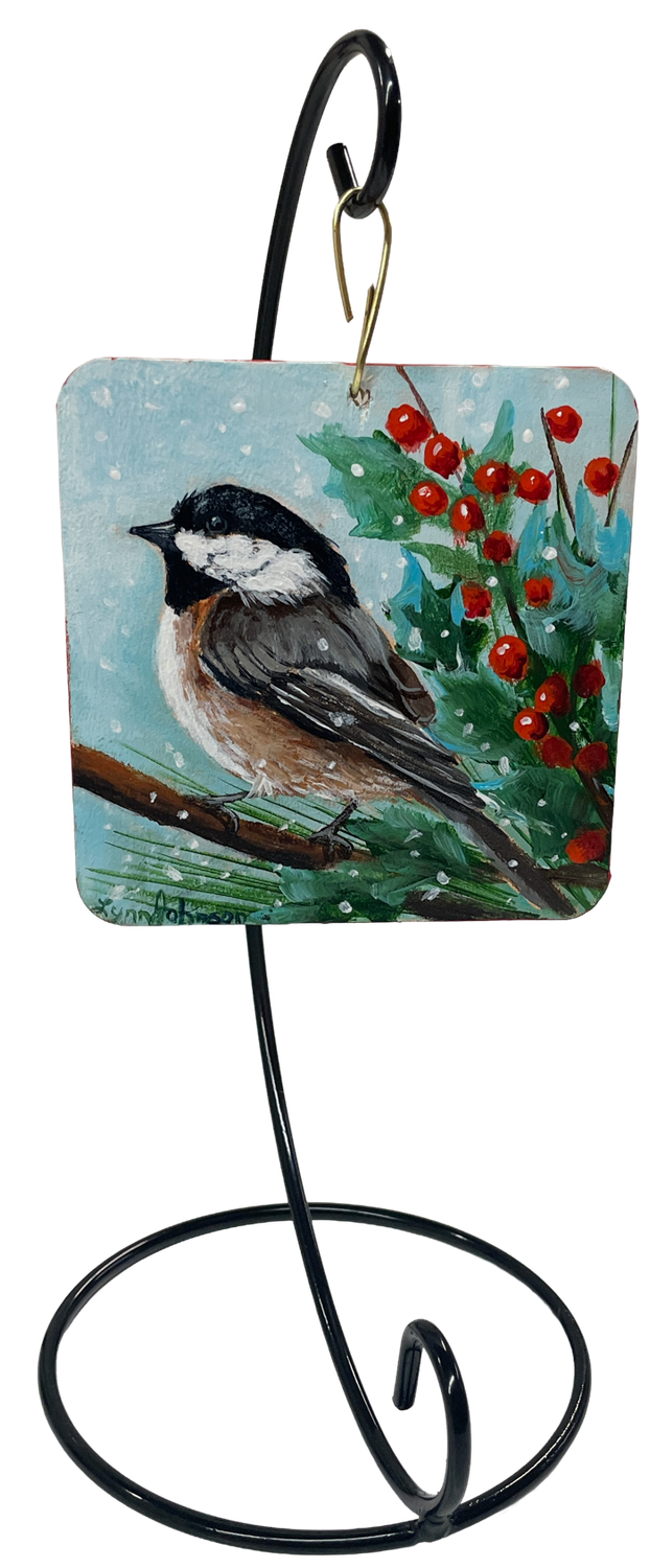 Chickadee Square w Stand - Lynn Johnson