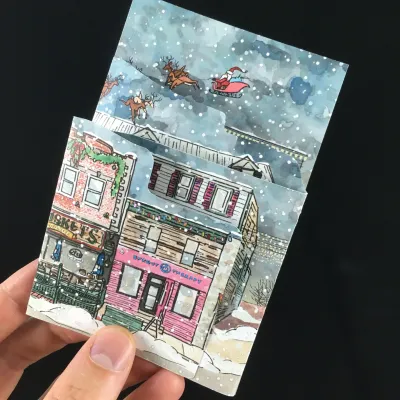 Portland Street Winter Tri-fold Card- Bardbardbard