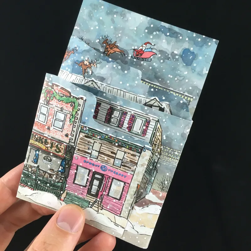 Portland Street Winter Tri-fold Card- Bardbardbard Portland Street Winter Tri-fold Card- Bardbardbard