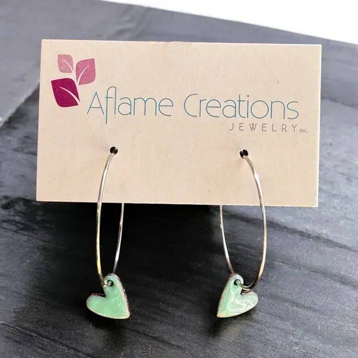 Aqua Heart Hoop Earrings - Aflame 