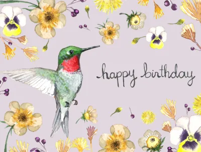 Happy Birthday Hummingbird Card - Sarah Duggan Happy Birthday Hummingbird Card - Sarah Duggan