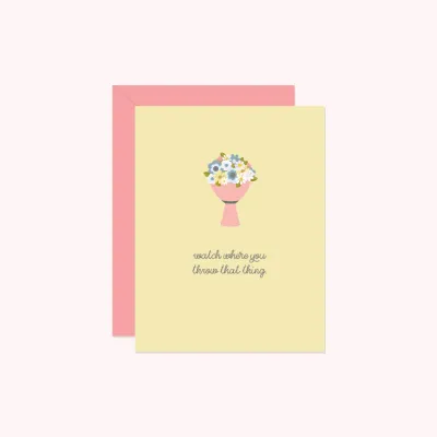 Watch Where You Throw That Thing Wedding Card - Paper Hearts 