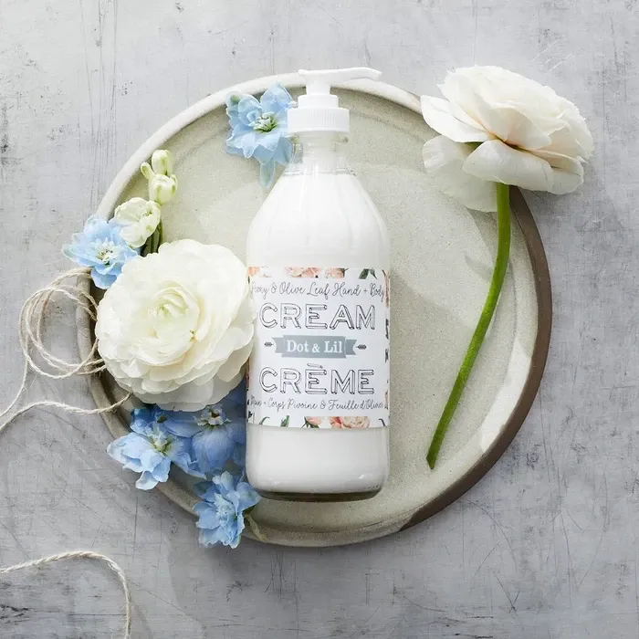 Peony and Olive Leaf Hand and Body Cream- Dot & Lil Peony and Olive Leaf Hand and Body Cream- Dot & Lil