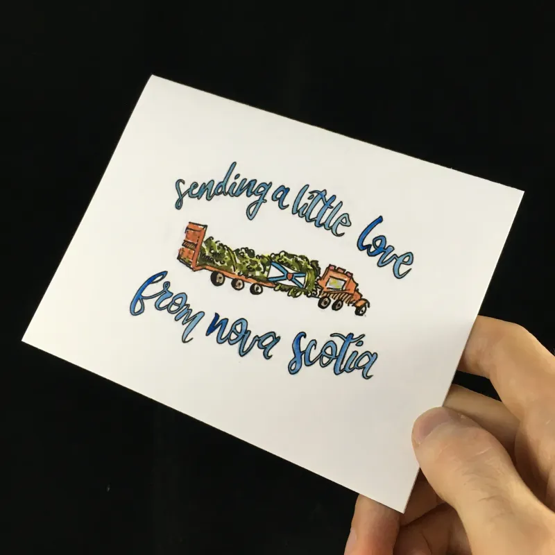 Sending a Little Love From Nova Scotia - Boston Tree Flat Card- Bardbardbard Sending a Little Love From Nova Scotia - Boston Tree Flat Card- Bardbardbard