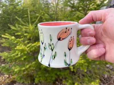 Red Floral Mug- Rachel de Conde