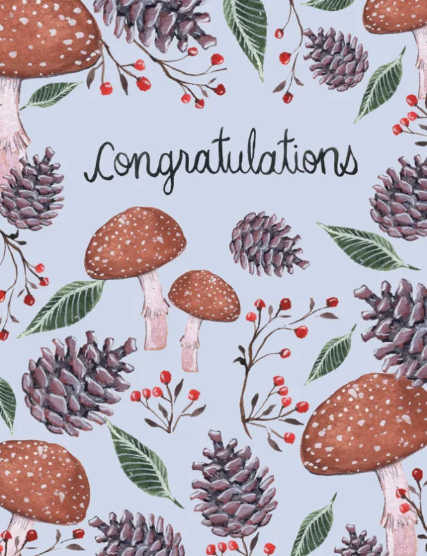 Congratulations Mushroom Woodsy Card - Sarah Duggan
