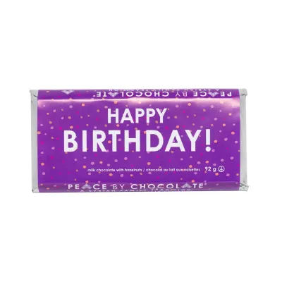 Happy Birthday! Milk Chocolate Hazelnut Bar- Peace by Chocolate 