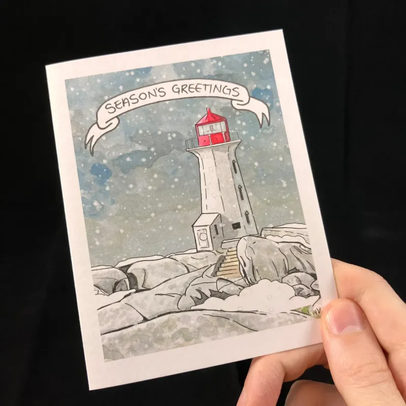Peggy's Cove  Season's Greetings Flat Card - Bardbardbard